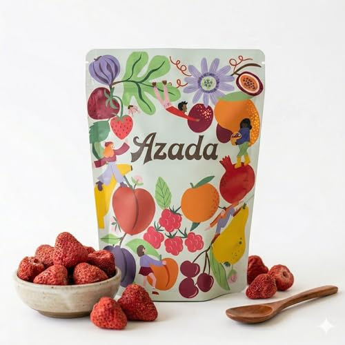 AZADA Fresa Liofilizada 35g – Fruta Liofilizada Sin Azucar – Fresas Liofilizadas Naturales para Yogur, Granola y Repostería Saludable | Snack Saludable