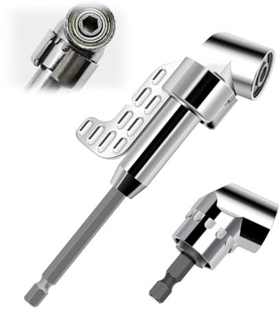 Adaptateur Visseuse d'Angle 105° Engrenage d'Angle Fixation Vis d'Angle Support Pour Tournevis Coudé Porte-Foret Arbre Flexible Tige Hexagonale 1/4Engrenage Angulaire Pour Garage Ouvriers Bâtiment