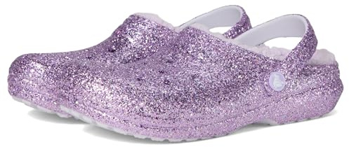 Crocs Unisexe Enfant Classic Lined Chunky Glitter Clog K Sabots, Purple Moon, 36/37 EU