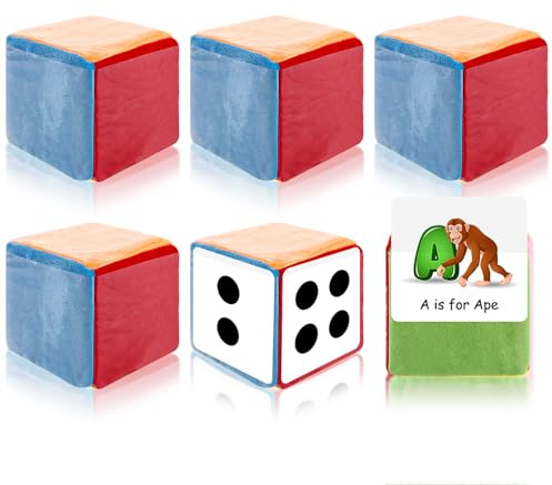FWEEK 6 dadi con tasche da taschino, 10 cm, cubo in schiuma con tasche da taschino, Soft Foam Learning Blanko Dice, fai da te Education Games Dadi da gioco per asilo, scuola materna, scuola materna