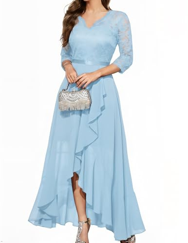 Bbonlinedress Robe de soirée élégante pour mariage, robe en dentelle en mousseline de soie, robe de demoiselle d'honneur, robe de fête, robe de bal, XL