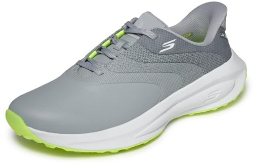 Skechers Hombre Go Golf Mens Synthetic Upper Lace Up Spike Less Golf Shoe Slip-In Entrenador, Grey, 44 EU