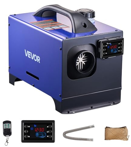 VEVOR Chauffage Diesel 8 kW DC 12 V/24 V, Réchauffeur d'Air Diesel pour Stationnement, Portable Tout-en-Un, avec Télécommande et Écran LCD, Réservoir de 5 L, pour Caravane Camion Camping-car, Bleu