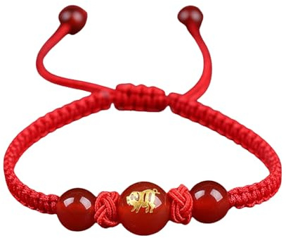 BUBEFSKD Braccialetti con Cordino Rosso Serpente Cinese Braccialetti Portafortuna Regolabili Accessori per Abiti Bracciale in Corda per Donne E Uomini Bracciale con Ciondoli Animali