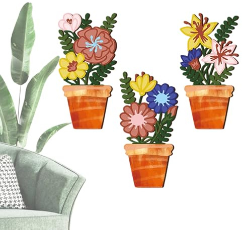 Xvilmaun Blomvas väggkonst, boho bondgård inomhus, väggblommor träskulptur, för inflyttning sovrum badrum vardagsrum matsal café sovsal hotell lägenhet
