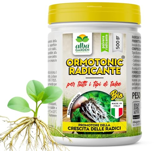 Albagarden Ormotonic Radicante in Polvere 500g — Ormone Radicante per Talee, Micorrize Universale — Stimolatore Radici per Limone, Rosa, Orchidea, Piante Legnose ed Erbacee, Made in Italy