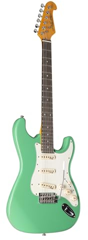 J & D E-Gitarre im ST-Stil mit Erle-Korpus, Ahorn-Hals, Keramik Single Coil, Surf Green, Vintage Style