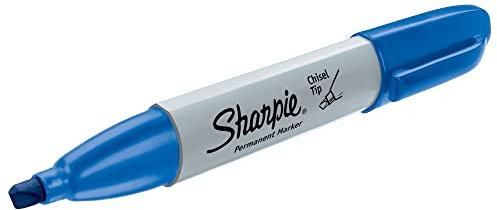 SHARPIE Permanent Markers, Broad, Chisel Tip, 12-Pack, Blue (38203)