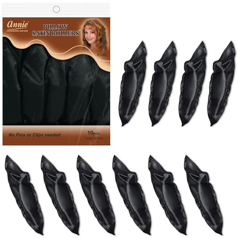 Annie Pillow Satin Rollers, Black, 10 Count