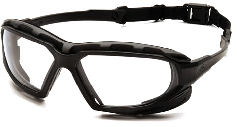 Pyramex Safety Highlander XP Eyewear, Black-Gray Frame/Clear Anti-Fog Lens