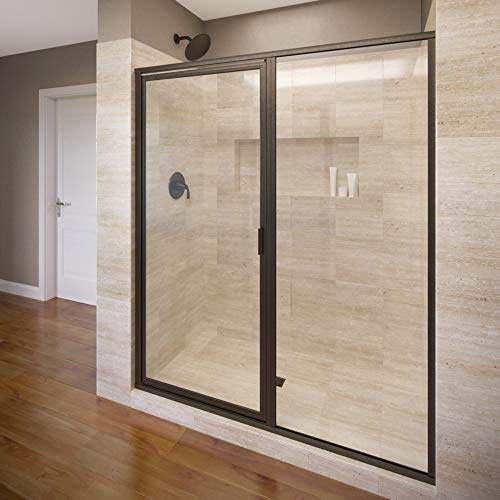 Basco Shower Door DLXH35A5972CLOR Deluxe Swing Shower Door & Panel, Oil Rubbed Bronze, 58-59 in. Wide x 72.125 in. high, Clear Glass