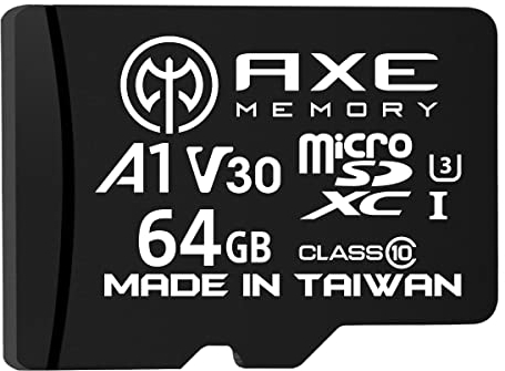 AXE MEMORY Scheda Micro SD 64 GB, Memoria MicroSDXC per Nintendo-Switch, GoPro, Drone, Smartphone, Tablet, 4K Ultra HD, A1 UHS-I U3 V30 C10, Lettura Fino a 95 MB/s, con Adattatore SD