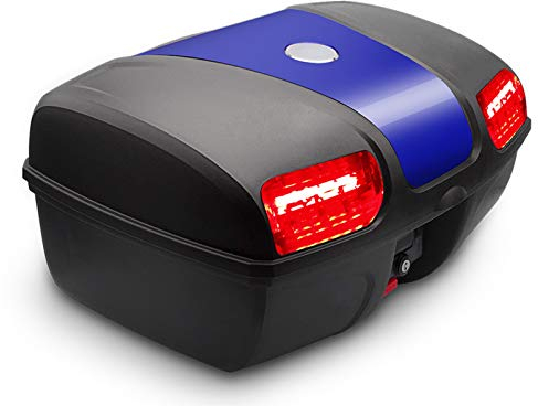ZXCASDF Topcase Motorradkoffer Motorradkoffer 47 L Für Zwei Helme Universal Motorradtasche Rollerkoffer Motorradkoffer Topcase Roller Top Case,Blau