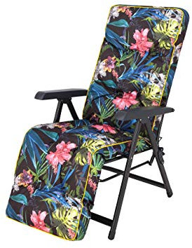 HOBBYGARDEN Gartenstuhlauflagen Hochlehner mit Kopfteil - Stuhlkissen für Gartenstühle und Klappstühle – Robust Stoff - Sonnenliegenkissen - Auflagen mit extra hohem Komfort 50x160 cm - Bunte Bläter
