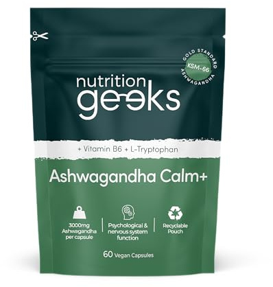 Ashwagandha KSM 66 Complex – 3000mg Enhanced with L-Tryptophan & Vitamin B6 (2 Month Supply) – Ashwagandha High Strength Capsules with 250mg Extract (Not Gummies or Powder) - Vegan, UK Made