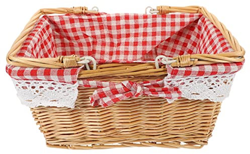 Cabilock Cesto Da Picnic Vimini Naturale Con Manico Cesta Artigianale Per Picnic Giardino e Conservazione Cesto Multifunzionale Per Frutta Verdura e Giochi Colore Naturale
