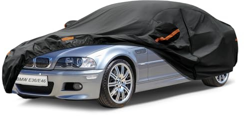 Kayme Funda Coche Exterior, Compatibles con BMW Serie 3 E36/E46/E90 (1999-2012), Cubierta para Coche Impermeable Anti-UV Antipolvo de 7 Capas, Cubre Coche con Cremallera y Forro de Algodón.