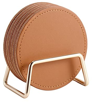 Coasters,Diamond art kits adults,Homeware,Luoqun Store Leather Dining Table Bowl Mats Coasters With Stands Desk Top Storage Trays Leather Cork Mats Dining Table Organizers Home Decor (Color : Pink) (