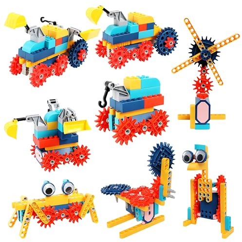 Jirmerp Technik Elektrisch Bauspielzeug für Kinder 123 Pcs RC Roboter Spielzeug Alles in Einem Bausteine fuir Vorschulkinder, Ingenieurspielzeug kreatives Set