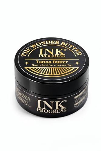 INK PROGRESS – Burro Tattoo 50 ml– Crema Per la Cura del Tatuaggio - Burro di Karitè - Made in Italy – THE WONDER BUTTER – Post Tatuaggio - Protezione Tatuaggio - Guarigione Tattoo