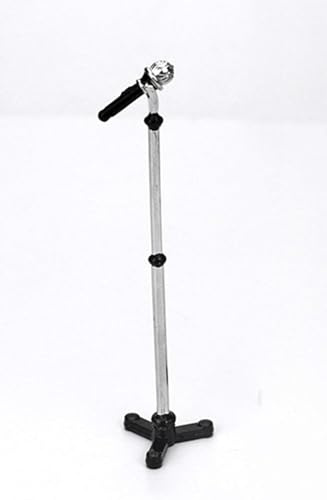 Black 1:12 Scale Miniature Microphone with Stand - 90x18mm Dollhouse Decoration | Realistic Doll Furniture Accessories for Model Scenes,Miniature Accessories, Dollhouse Furniture