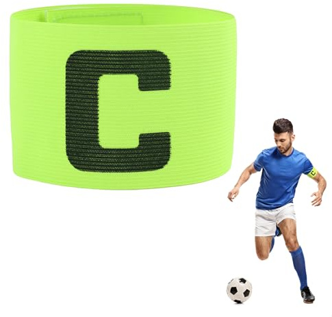 Football Adult Captain’s Armband, Captain Armband Football - Adjustable Elastic Cuff, Polyester Fabric with Anti-Slip Design and Auxiliary Elastic Ring - For Training and Competitions (6.5 x 32.5 CM)
