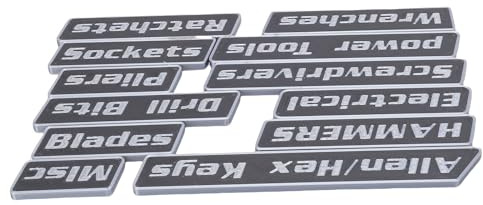 Sorandy 12 St Magnetiska Verktygslådor Etiketter Kit, Bärbara återanvändbara 3D-tryckta Verktygslådor Taggar med Starka Magneter, för Stålverktygslådor Kundvagnslådor Skåp Stålvagnar (Svart)