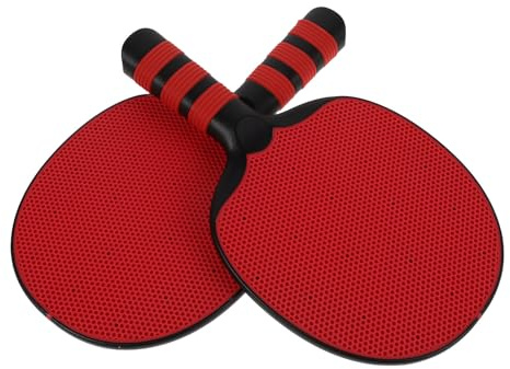 BESTOMZ 2 Piezas Raquetas de Tenis de Mesa Palas de Plástico Rojas Superficie Elástica Mejorada y Control Fácil para Principiantes Ideales para Entrenamiento en Casa y Exteriores