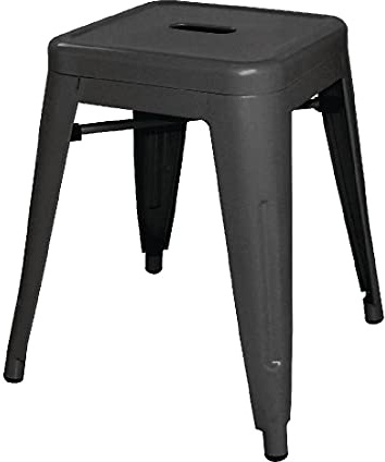 Bolero Black Steel Bistro Low Stool Bar Pub Indoor Outdoor 460Hx400Wx400Dmm 4pc