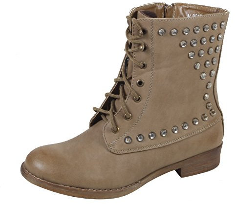 Jennika , Boots biker femme - Gris - Kaki, 38 EU