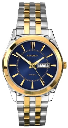 Sekonda Men's Quartz Watch with Blue Dial Analogue Display and Silver Stainless Steel Bracelet 1032.27