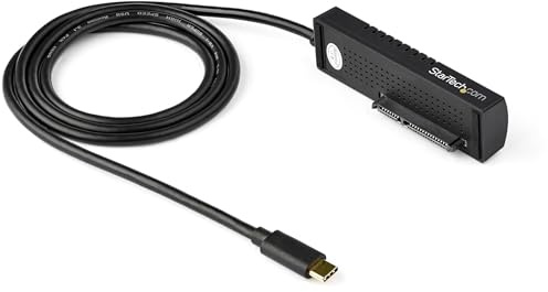 StarTech SATA to USB-C Cable, USB 10Gbps to 2.5in and 3.5in SATA I II III Hard Drive Adapter, External Converter for SSD or HDD Data Transfer