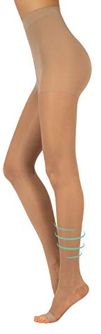 CALZITALY Collant Compressione Graduata Forte Medicali a Punta Aperta 18-22 mm/Hg | Calze Mediche Velate senza Punta | Nero, Naturale | S, M, L, XL | 140 DEN | Made in Italy (M, Naturale)