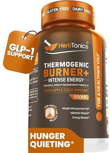 Herbtonics Thermogenic Burner + Apple Cider Vinegar – Weight Management Supplement for Women & Men, Supports Appetite Management, Metabolism & Energy, 60 Vegetarian Capsules