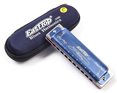 Easttop10 fori Blues Harmonica T008K diatonic Blues Armonica con custodia, più armonica professionale 20 toni per principianti, studenti, adulti e giocatori professionisti (chiave di C)