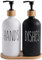 Glas Seifenspender Set, BIKALAN 475ml Seifenspender Schwarz-Weiß Badezimmer Set mit Tablett, Shampoo Lotion Handseifenspender für Küche Arbeitsplatte