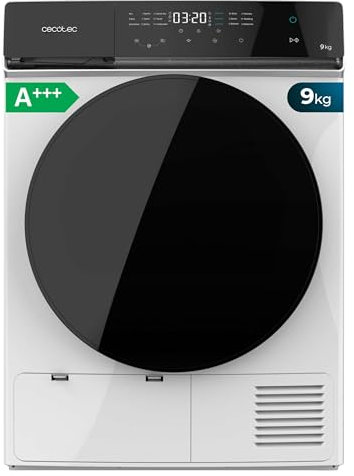Cecotec Secadora de Ropa Bomba de Calor 9kg Bolero DressCode Dry 9400 A+++. 600W, Bajo Consumo, Full Touch, Plancha Fácil, 15 Programas, Secado Automático y Tambor de Acero Inoxidable