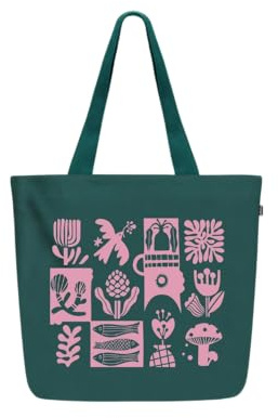 Eco Right grandi borse in tela da donna, con tasca interna, borsa riutilizzabile con cerniera per scuola, lavoro, shopping, spiaggia