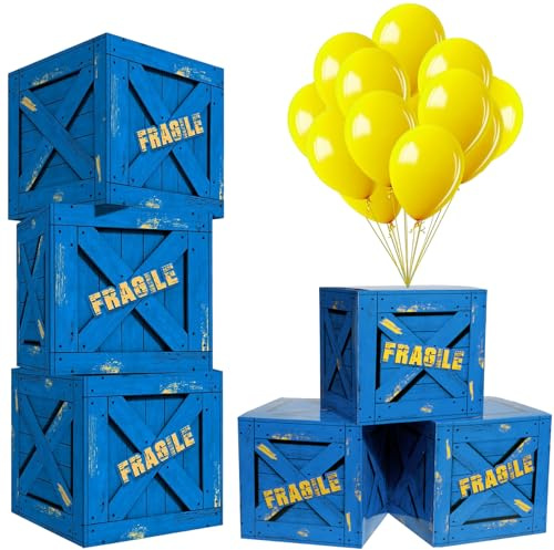 Qilery 16 Pcs Balloon Box Party Military Supply Fragile Loot Drop Box Party Favors with Yellow Balloons Entertainment Theme Birthday Activities Box for Birthday Christmas