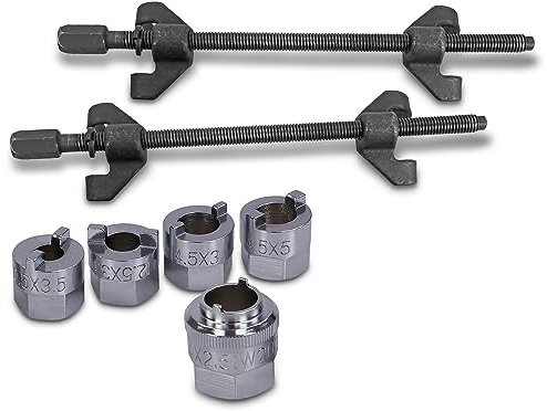 Set di Inserti per puntoni ENVA 5TLG + Set di compressori per Molle 2TLG per Il Montaggio e Lo smontaggio delle Molle elicoidali Utensile Speciale per Viti degli ammortizzatori VAG e Mercedes-Benz