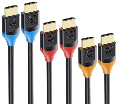 Cable Matters 3-Pack Kort 8K HDMI-Kabel, 0,3 m | 8K@60Hz, 4K@240Hz, 48 Gbps, 0,3 m, HDR, kompatibel med PS5, Xbox Series X/S, RTX/RX GPUs, Apple TV