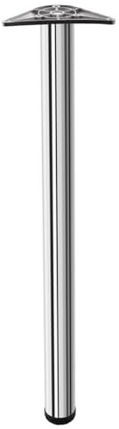 Eigentlich Tischbein 4er Set - rund verchromt, Höhe 71 cm, Tischbein D: 60 mm, Esstischbeine verchromt mit Montageplatte 19x10 cm, stabile Schreibtischbeine, Stellfüße höhenverstellbar