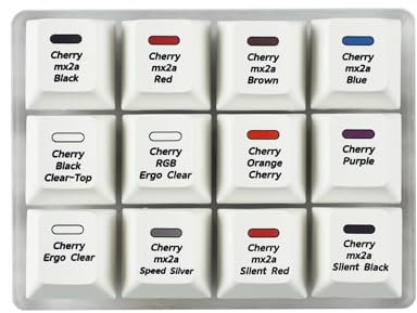 YMDK Cherry MX2A Schaltertester, mechanische Tastaturen, 12-Tasten-Schalter-Testwerkzeug, inklusive Kirschprofil, PBT-Tastenkappen, Farbstoff-Sublimationsschalter, Tester