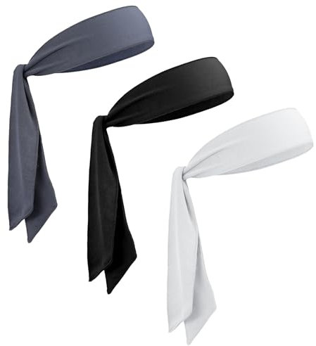 3Stück Sport Stirnband für Frauen und Männer Tennis Headband Yoga Sportlich Laufen Bandana Verstellbares Schweißband Schweißband Feuchtigkeit Wicking Haarband für Training Tennis Karate Leichtathletik