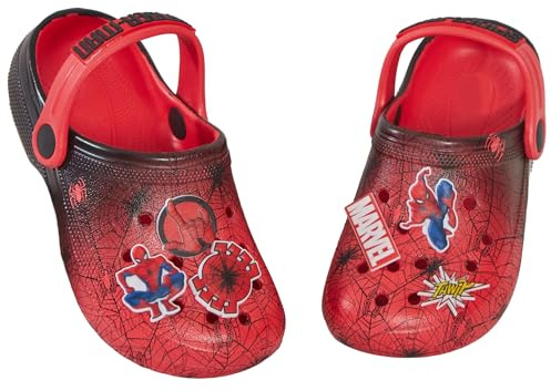 Kids Spidey and His Amazing Friends Spiderman Clogs Sandals with Charms Badges Summer Sliders with Ankle Strap Beach Shoes