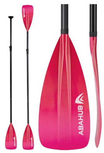 Abahub 4-Piece SUP Paddle/Kayak Oar, Adjustable Stand up Paddleboard Paddles, Lightweight Aluminum Alloy PU Coated Shaft Gradient Pink Print Plastic Blade
