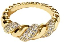 HUANGBONIG Europa och USA full diamantring hänvisar till designkänslan av twist retro pekfingerring., No. 7