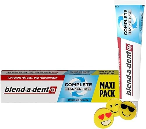 Bundle for Blend-a-Dent Complete - Crema adesiva originale MAXI 70 g, extra forte, tenuta per protesi parziali e protesi complete, originale freschezza + 1 gomma di ManyMore