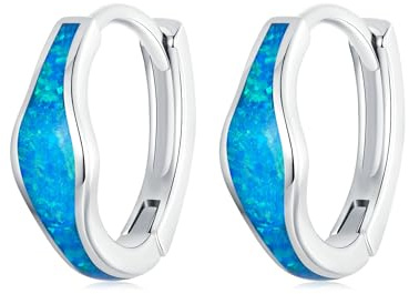 HHRFCS Opal stud Hoop Örhängen Hypoallergena små kopparbågar för kvinnor Flickor Känsliga öron