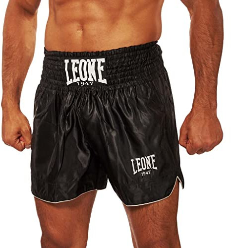 LEONE 1947, Einfache Kick-Thai-Shorts, Unisex-Erwachsene, Schwarz, L, AB766